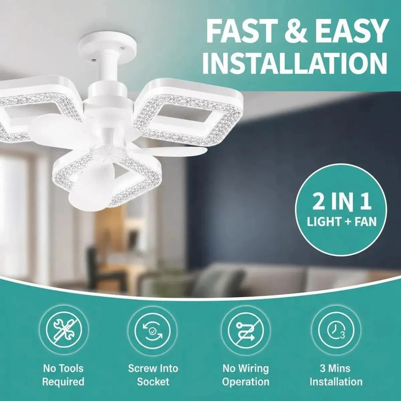 Lámpara Ventilador Led Rosca E27 Efecto Cristal Blanco