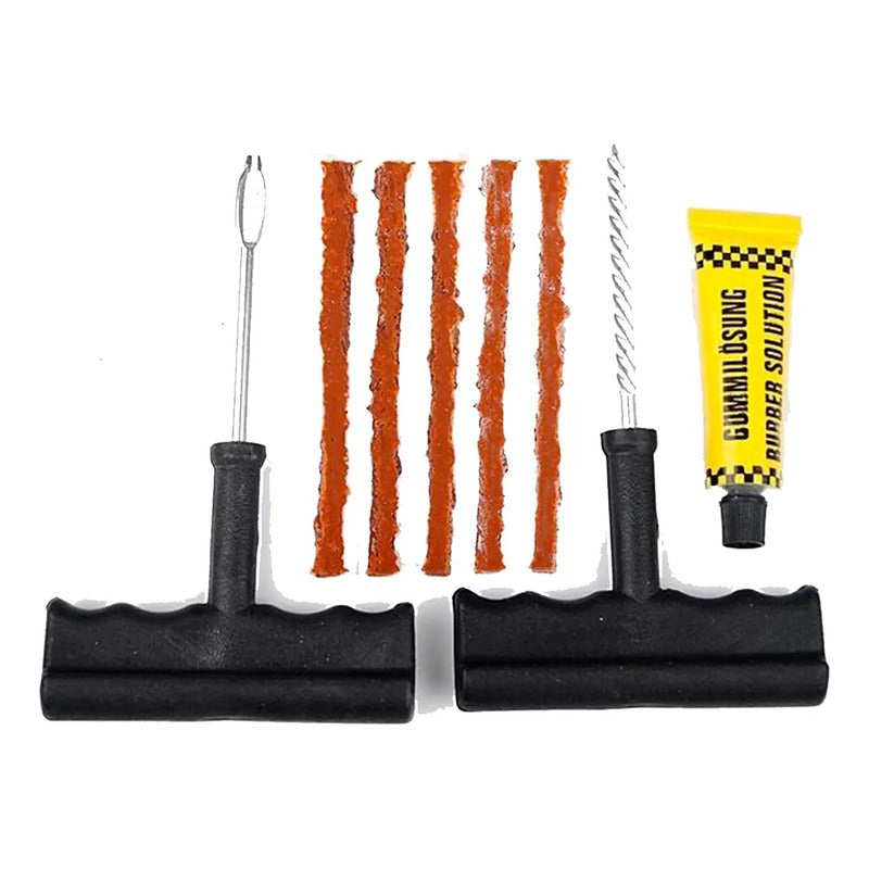 Kit Compresor De Aire Auto 12v Y Reparación De Pinchazos Negro 50hz Monofásica