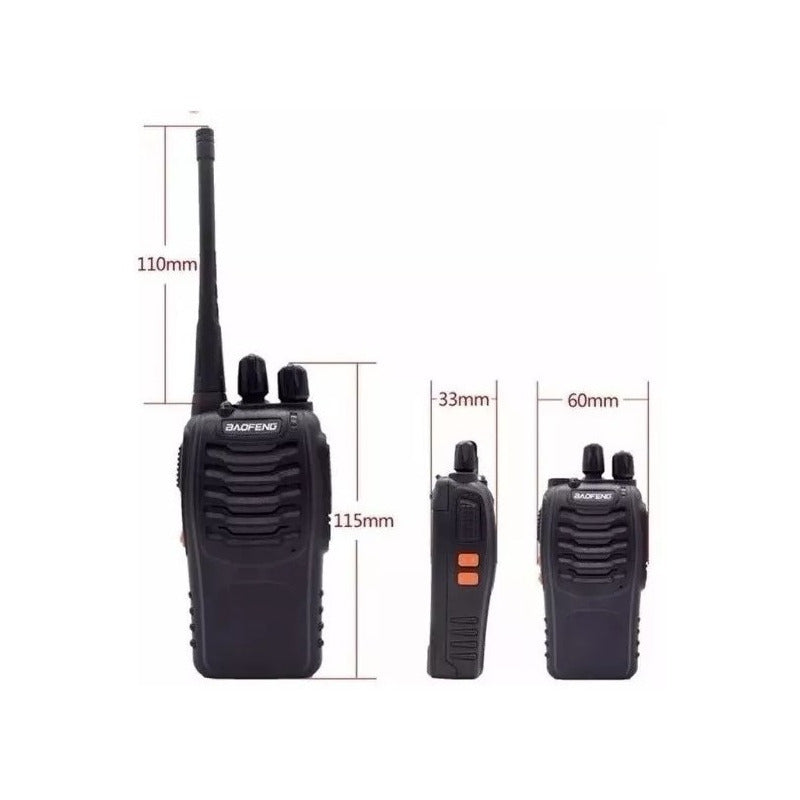 2 Radio Transmisor Walkie Talkie Bf-888s Baofeng Woki Toki - Negro - 400-470 Mhz