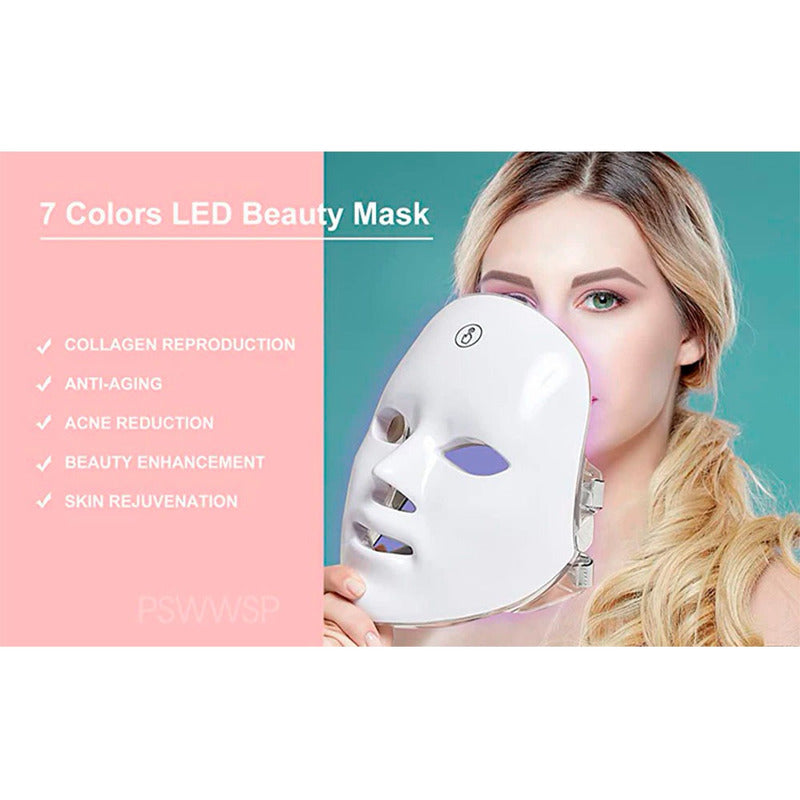 Máscara De Terapia De Luz Facial Led 7 Colores Fototerapia