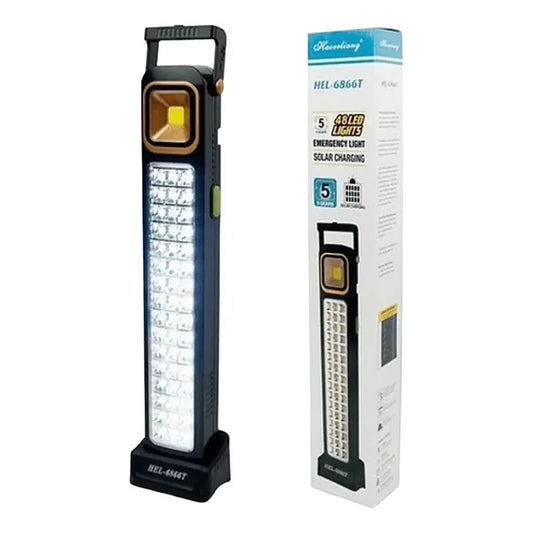 Lámpara Luz Solar De Emergencia Recargable 48 Led Foco Usb C Color Negro