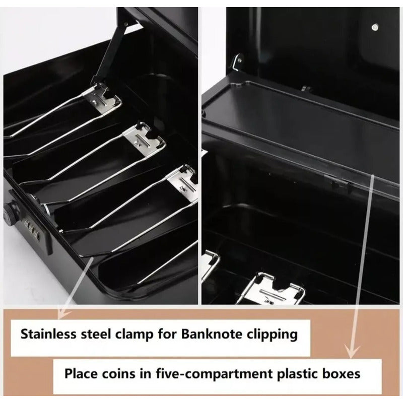 Caja Organizadora Dinero Con Llave De Seguridad Color Negro