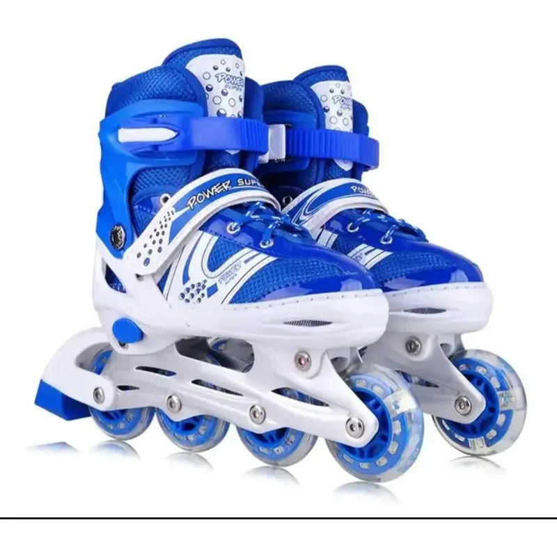 Patines 4 Ruedas Ajustable Para Niños Niñas Roller Artístico M 34 35 36 37 60 Mm Azul