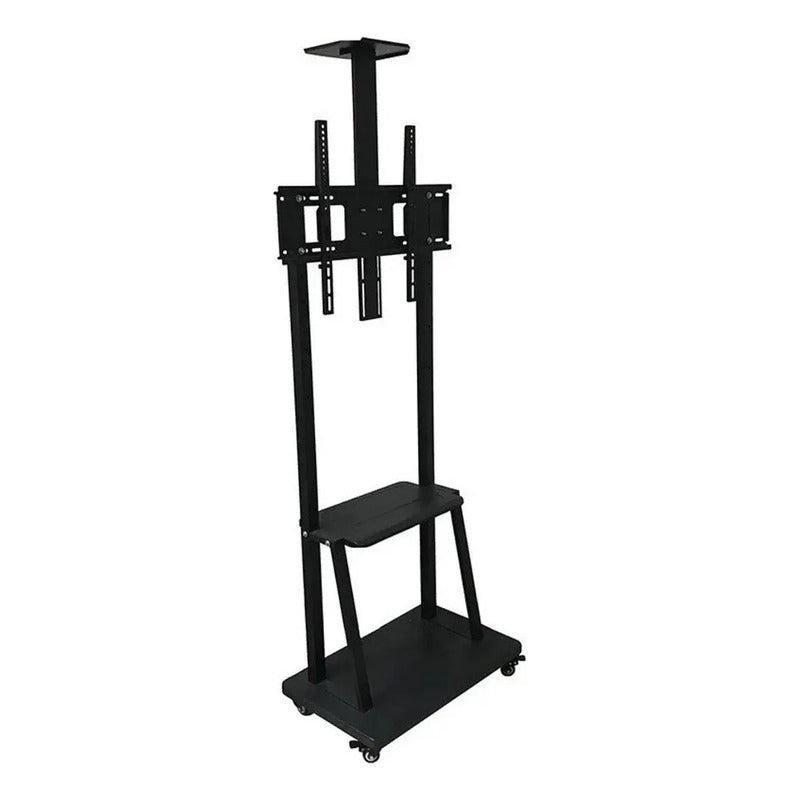 Soporte Madera Tv Movil Con Ruedas 32 A 70 Base Pedestal Negro
