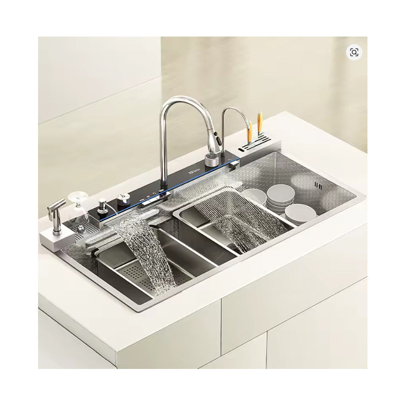 Lavaplatos Fregadero Digital 7 Modos Acero Inoxidable Cocina Plateado