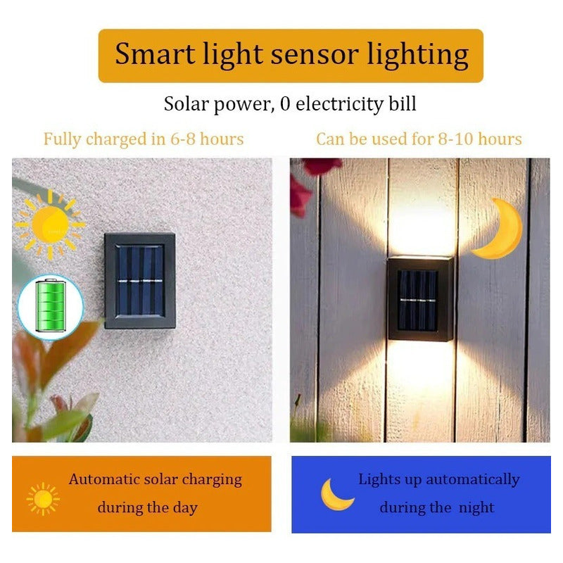 Pack X 7 Lampara Solar Led Exterior Aplique Resiste Lluvia Negro