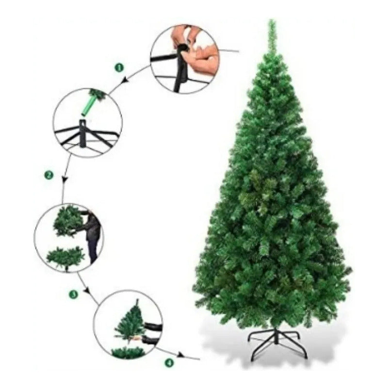 Arbol De Navidad 1.80mts + 6 Luces Solares Modelos Variados