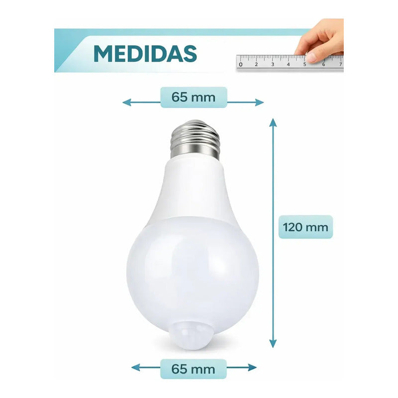 Ampolleta Con Sensor De Movimiento Encendido Automático 9w Blanco Frío