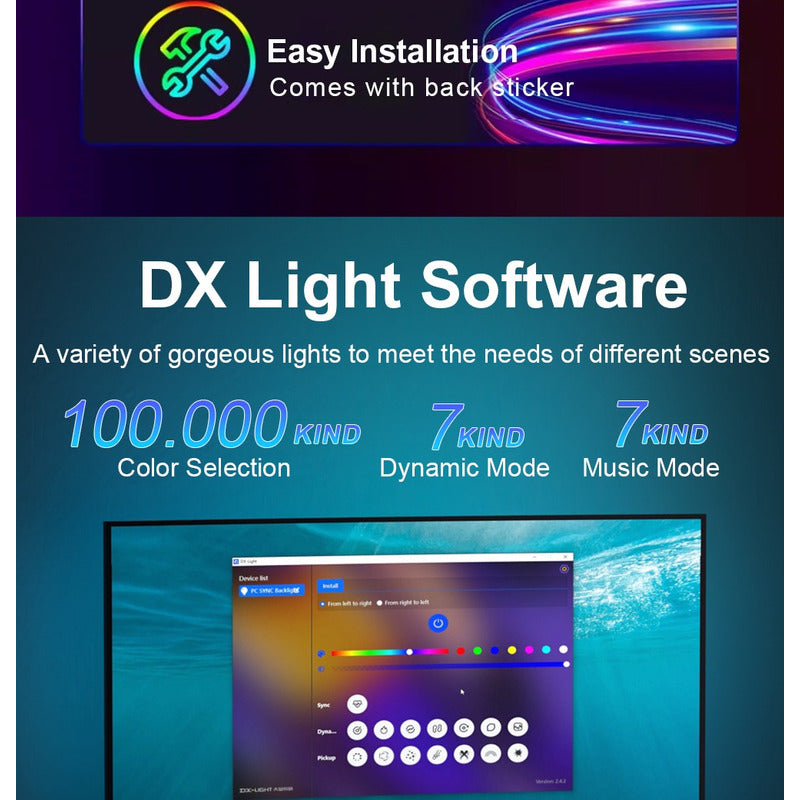 Cinta Led Para Pc Tv Inteligente Sincroniza Pantalla Musica Rgb