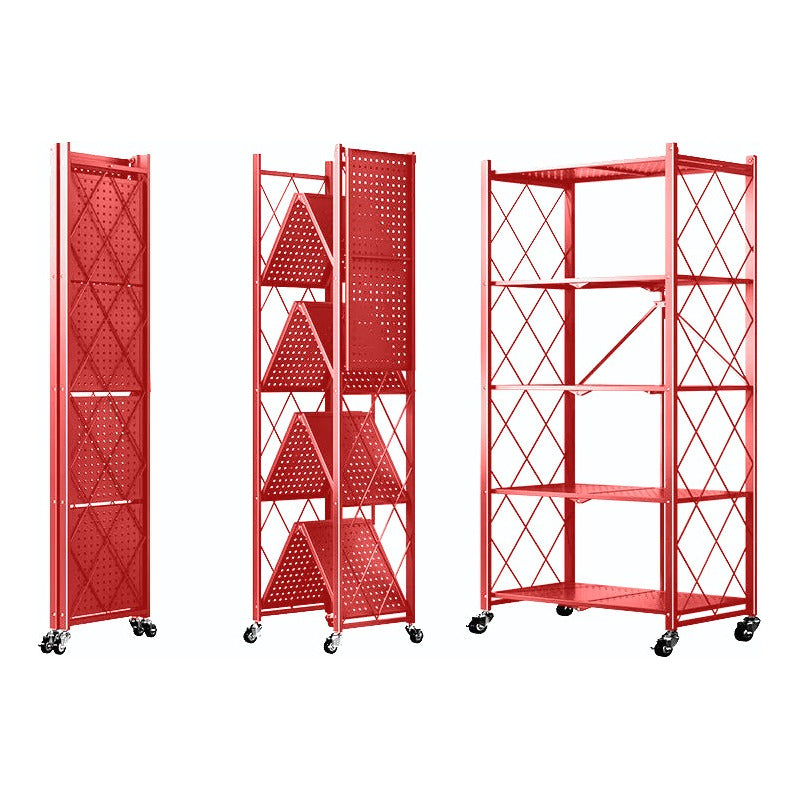 Estante Plegable Multiuso Metal 5 Niveles Con Ruedas Rosa Claro