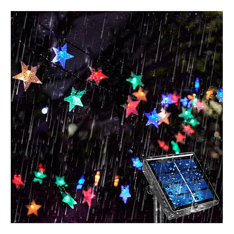 Pack X6 Estrellas Led Solar Cálida Multicolor Navidad Lineal