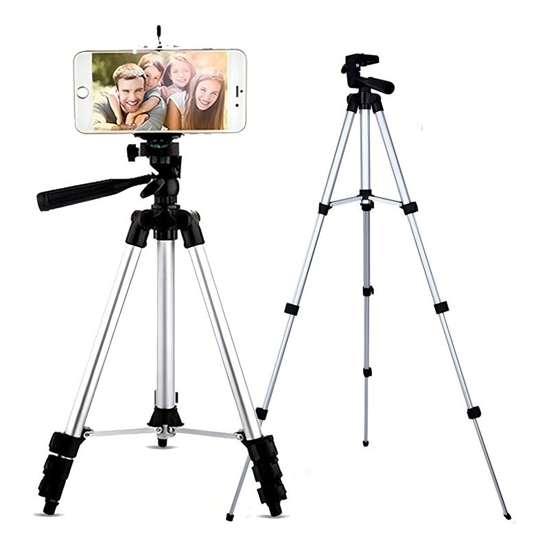 Trípode TriPod 3110 Para Cámara Y Celular Aluminio Con Estuche 102cm Plateado