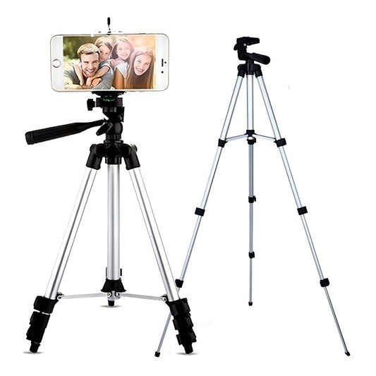 Trípode TriPod 3110 Para Cámara Y Celular Aluminio Con Estuche 102cm Plateado