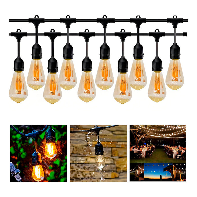 Soquete Guirnalda Terraza Patio Ampolletas Incl Luces Cálida