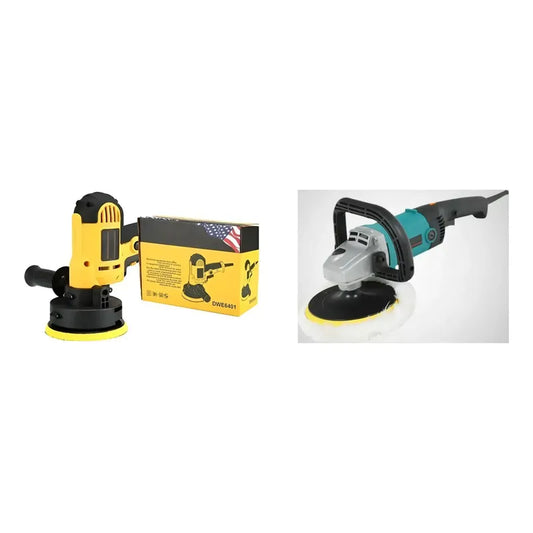 Kit Pulido: Pulidora Eléctrica 700w 125mm 5'' Amarillo + Máquina Pulir Coche 220v Azul Acero