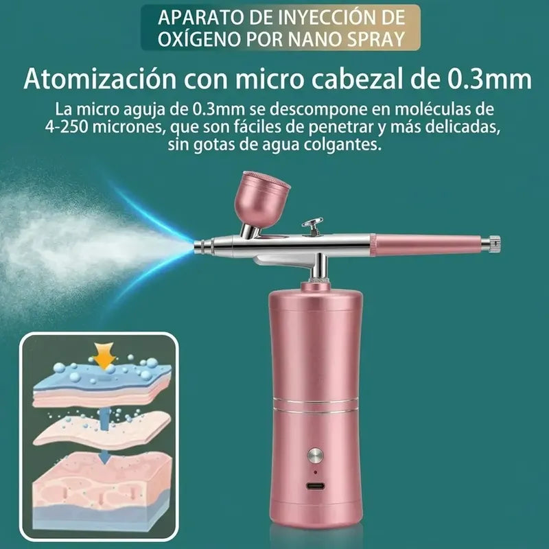 Aerógrafo Compresor Inalámbrico Recargable 30psi Profesional Rosado