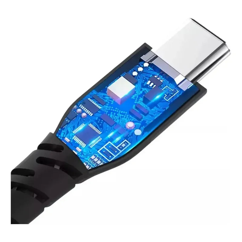 Cable Usb-c De 3 Mts Largo Reforzado Carga Rapida Negro