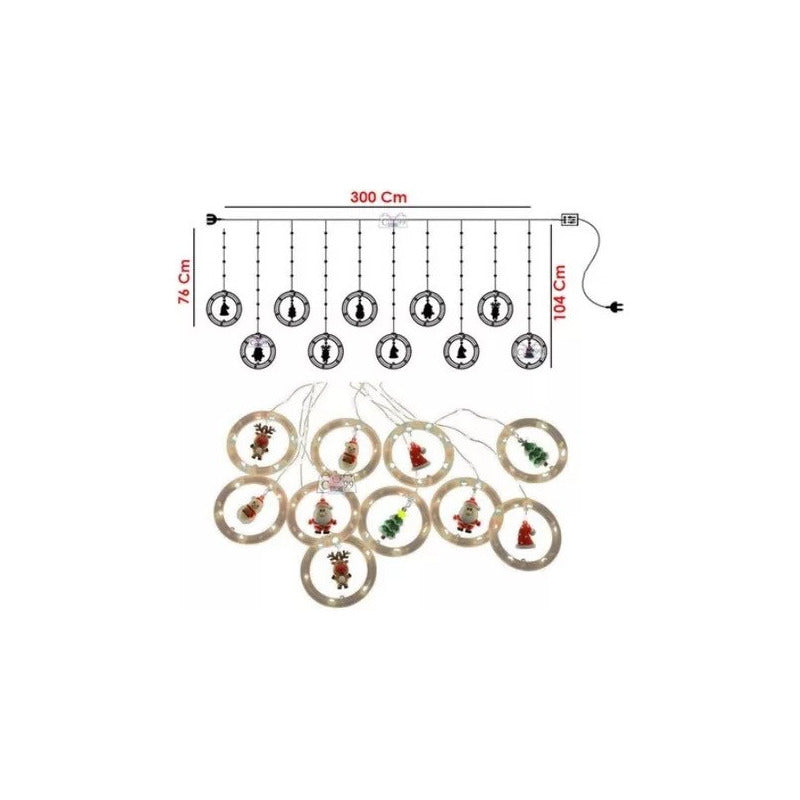 Cortina Guirnalda Led Aros Navidad Luz Decoración 3mts Usb