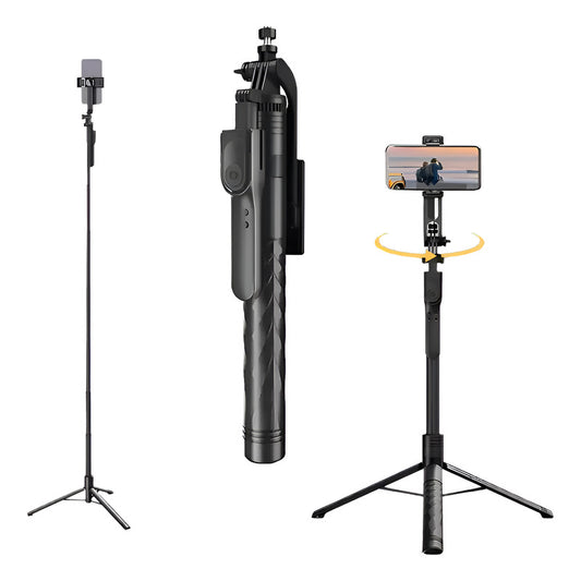 Trípode Estabilizador 360° Palo Selfie Disparador Bluetooth Negro