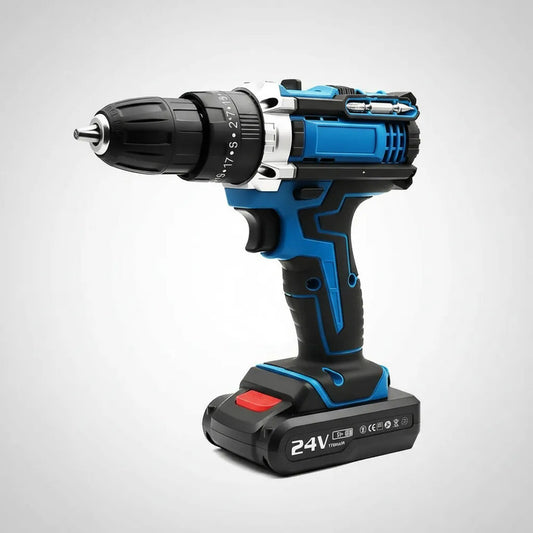 Taladro Percutor Atornillador Inalámbrico 2 Baterías Y Malet Azul 50/60hz