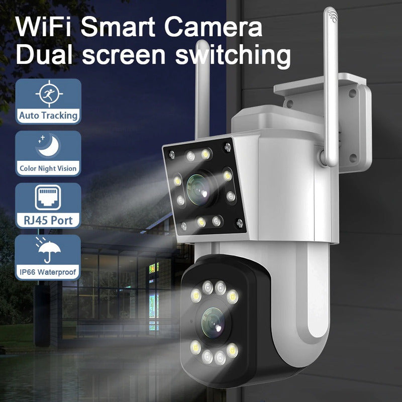 Cámara Doble Visión Wifi Ip Exterior Inalambrica Motorizada Blanco