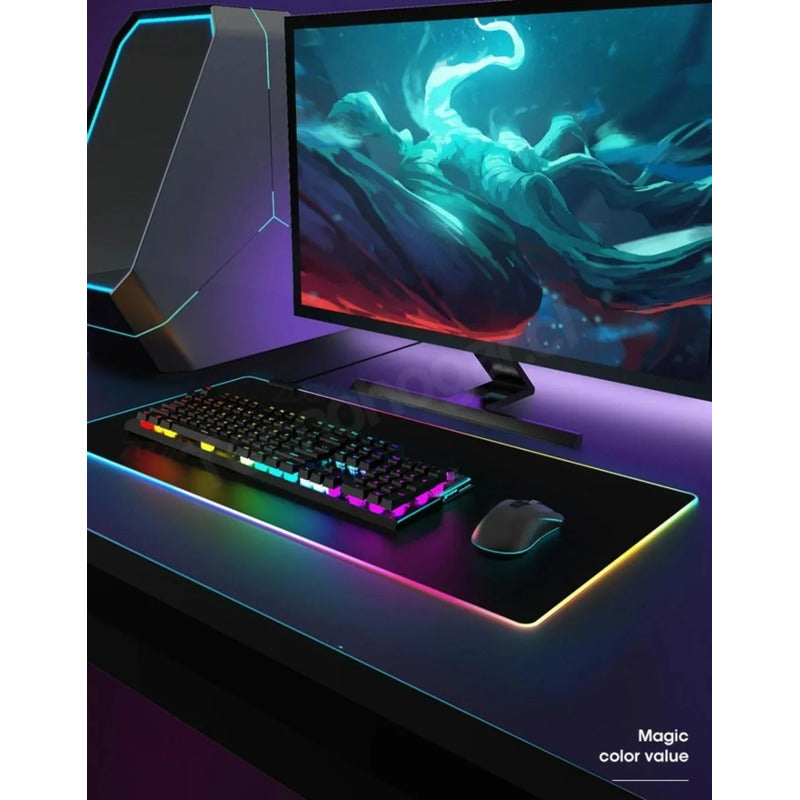 Mouse Pad Gamer Xl Rbg Varias Ritmos 80x30cm Anti Resbalante
