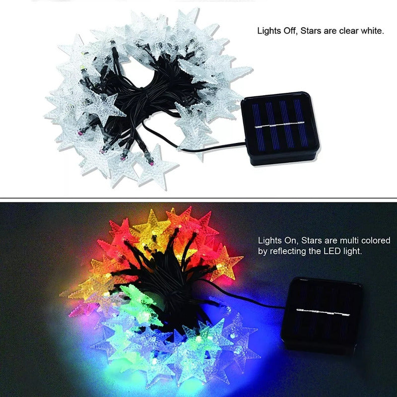 Estrellas Luces Led Solar Navidad Guirnalda Cinta Lineal