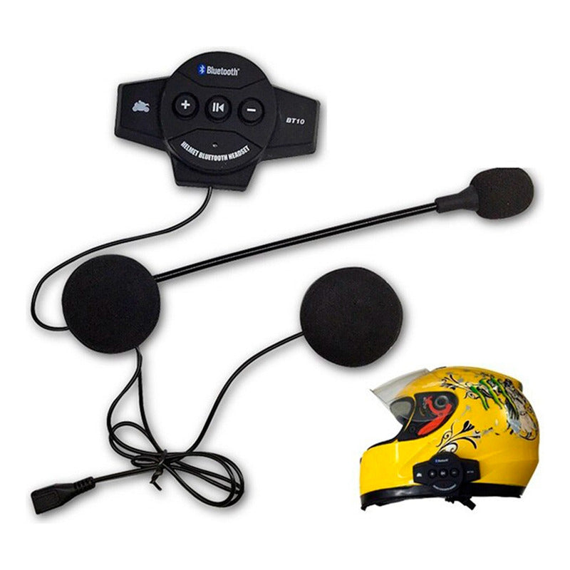 Audífonos Bluetooth Manos Libres Para Casco De Moto Color Ne