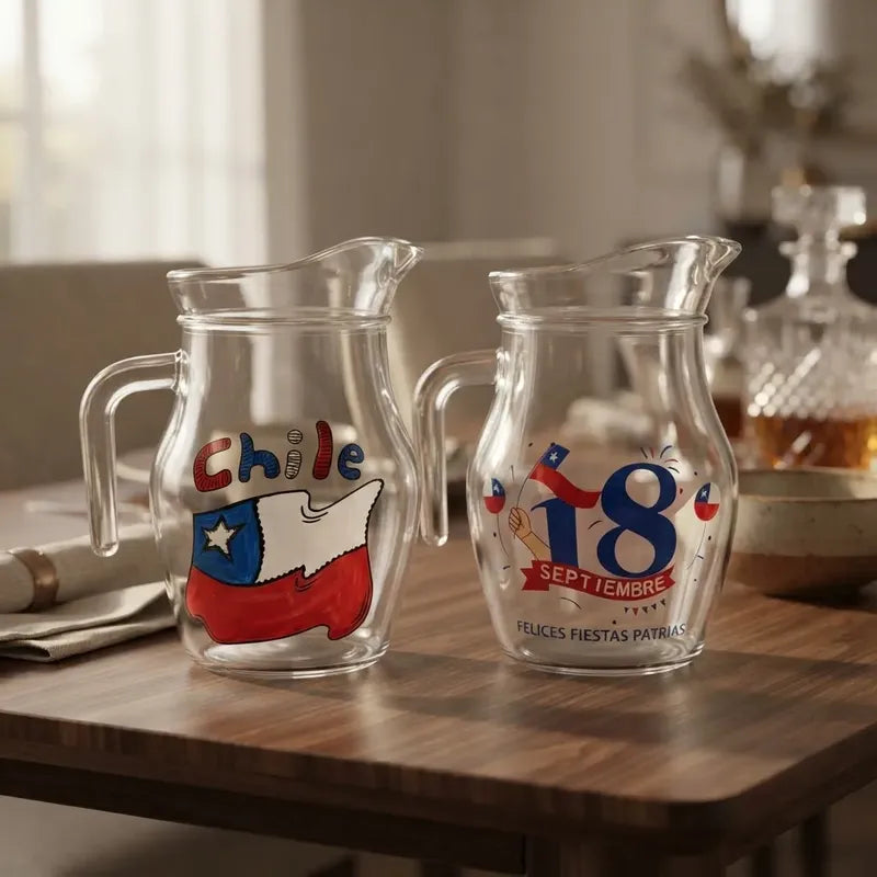 Set 6 Vasos Lorito Viva Chile 500ml Terremoto Fiesta Patrias Banderas
