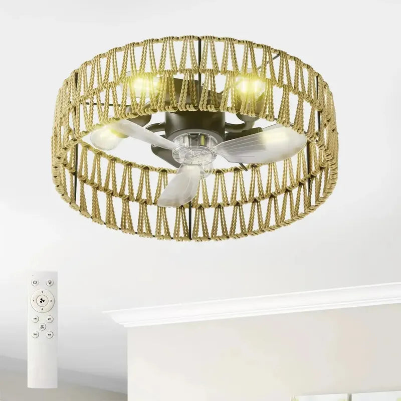 Ventilador De Techo Con Luz Y Control Remoto Diseño Rústico