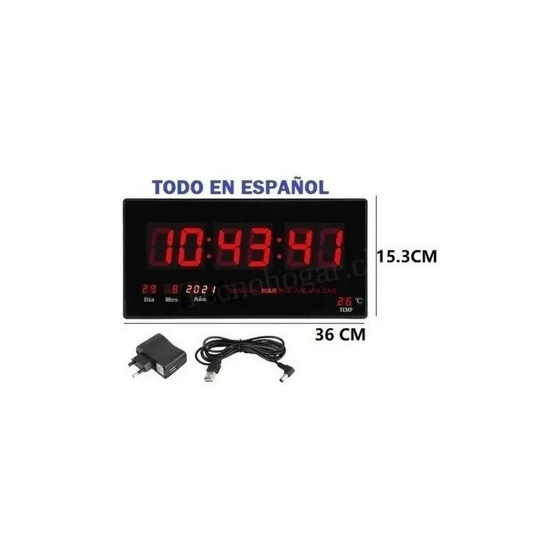 Reloj Led Digital Pared Temperatura Fecha Español