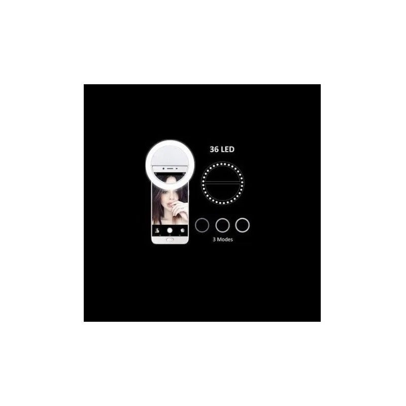 Aro De Luz Led Para Celulares Recargable 3 Tipos De Luz Usb