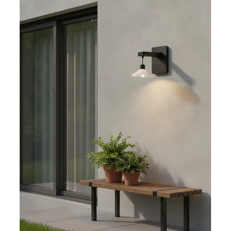 Aplique Solar Led De Pared Exterior Luz Decorativa Impermeable Ip65 Diseño Moderno Negro Para Jardín Terraza Patio Pasillo Entrada Energía Solar Encendido Automático Alta Durabilidad Tecnohogar