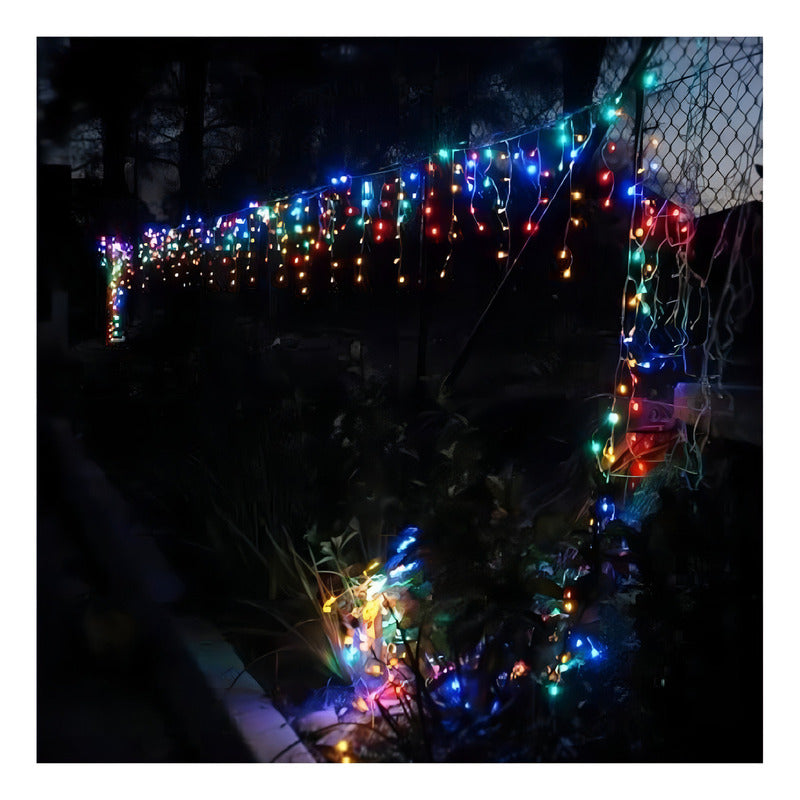 Luces Cascada Navideñas Guirnalda Led Luz Solar 3mt 144 Leds Multicolor