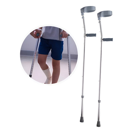 2 Bastón Ortopédico Muleta Canadiense Codera Móvil Anillo Gris