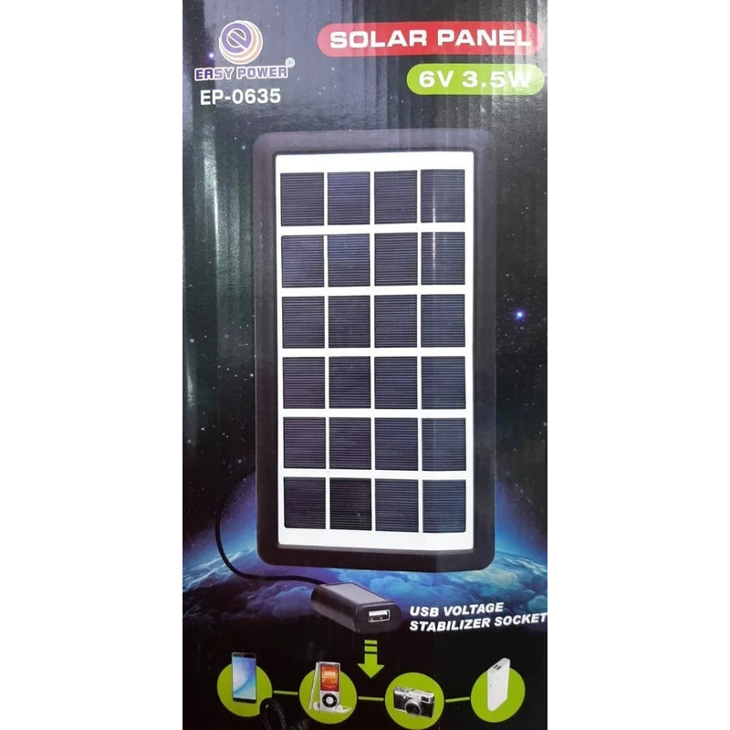 Cargador Panel Solar Portátil Celular Energía Solar Usb  Negro