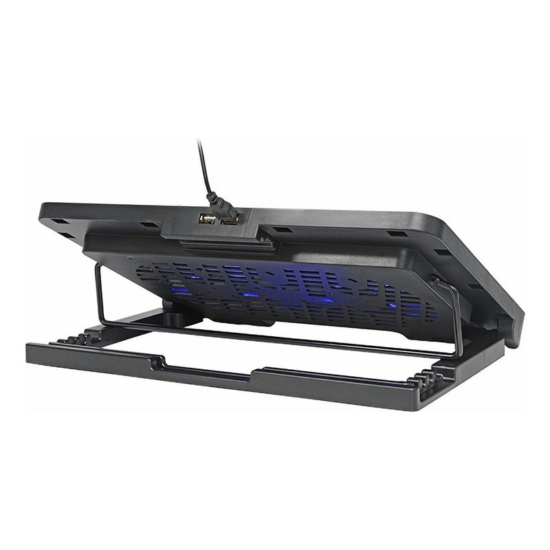 Base Enfriador Notebook Cooler Pad Gamer N99 Con Led Azul 2 Ventiladores Usb Negro