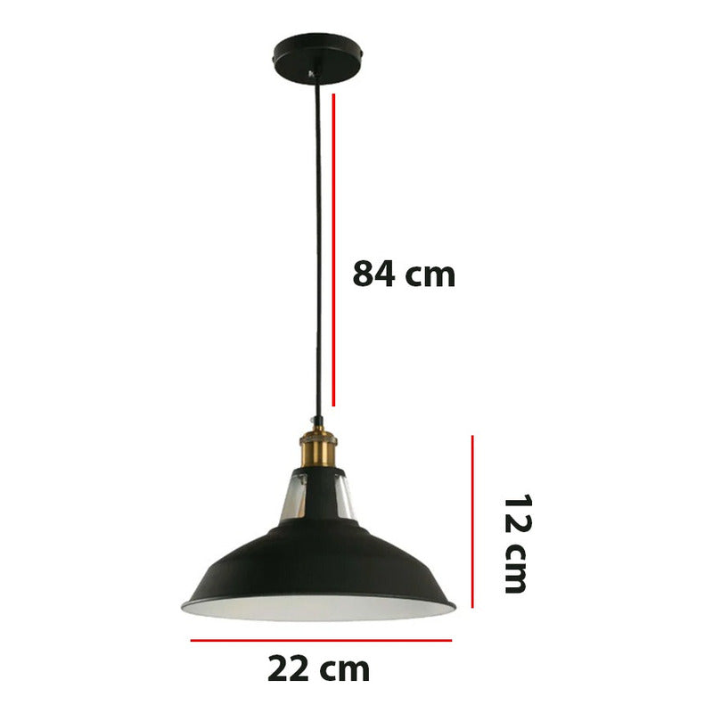 Pack X3 Lámparas De Techo Base E27 Colgantes + Ampolletas Negro