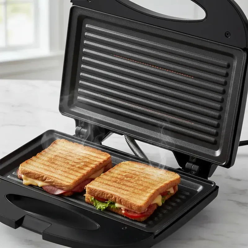 Sandwichera Tostador Grill Para Pan Carne 2 En 1 P Negro
