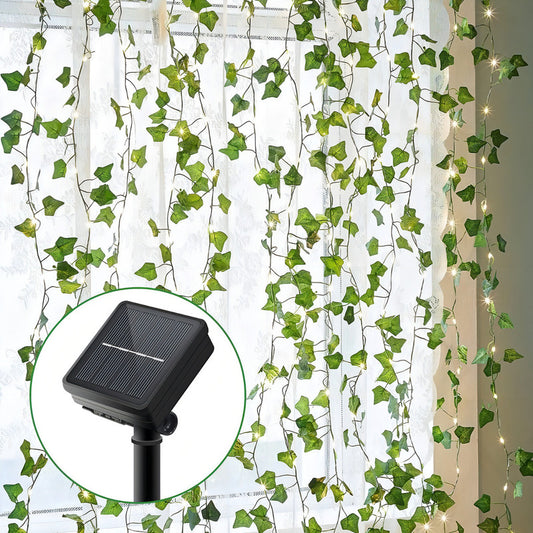 Cortina Solar Led Hoja 2x2 Mts Luz Cálida 8 Modos Decoración Amarillo