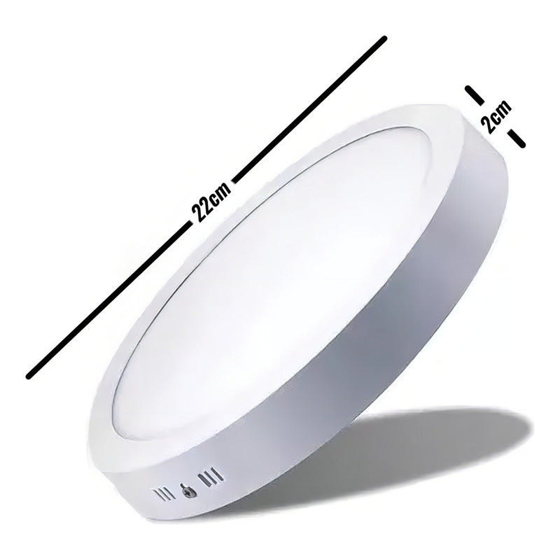 Panel Led Sobrepuesto Redondo 18w 6500k 220mm Blanco