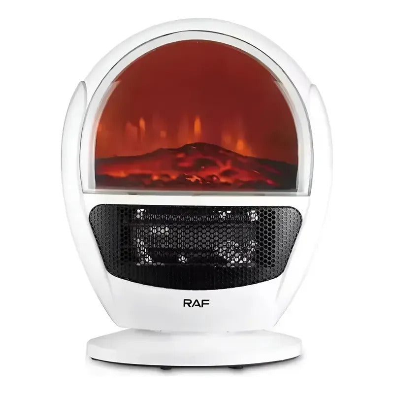 Calefactor Portátil Raf Tipo Chimenea Blanco 1500w Con Llama Blanco