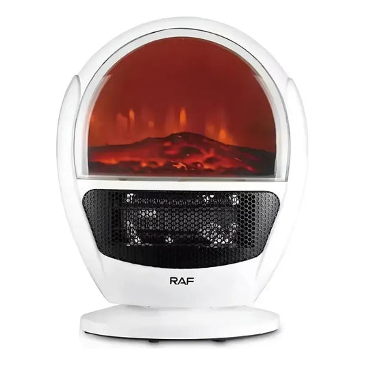 Calefactor Portátil Raf Tipo Chimenea Blanco 1500w Con Llama Blanco