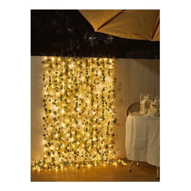 Pack X4 Guirnalda De Luces Solar Hoja De 5 Mts Envio Gratis Verde