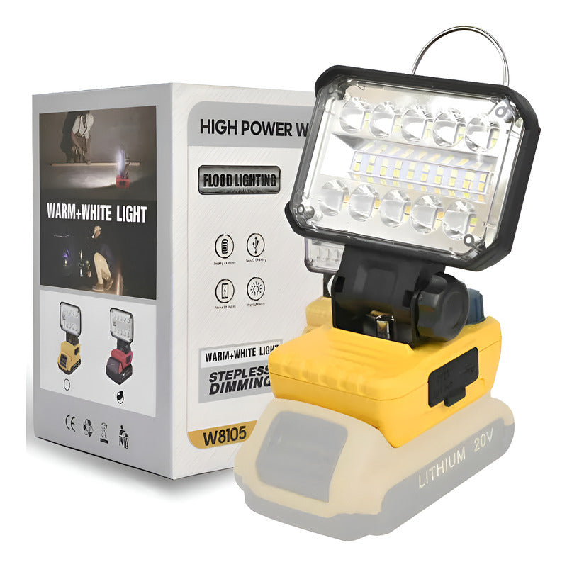 Luz Inalámbrica Recargable  Portátil Led 18v Usb Tipo C Amarillo