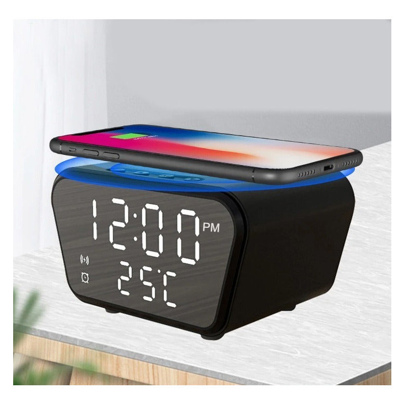 Reloj Despertador Con Cargador Inalámbrico Y Termómetro
