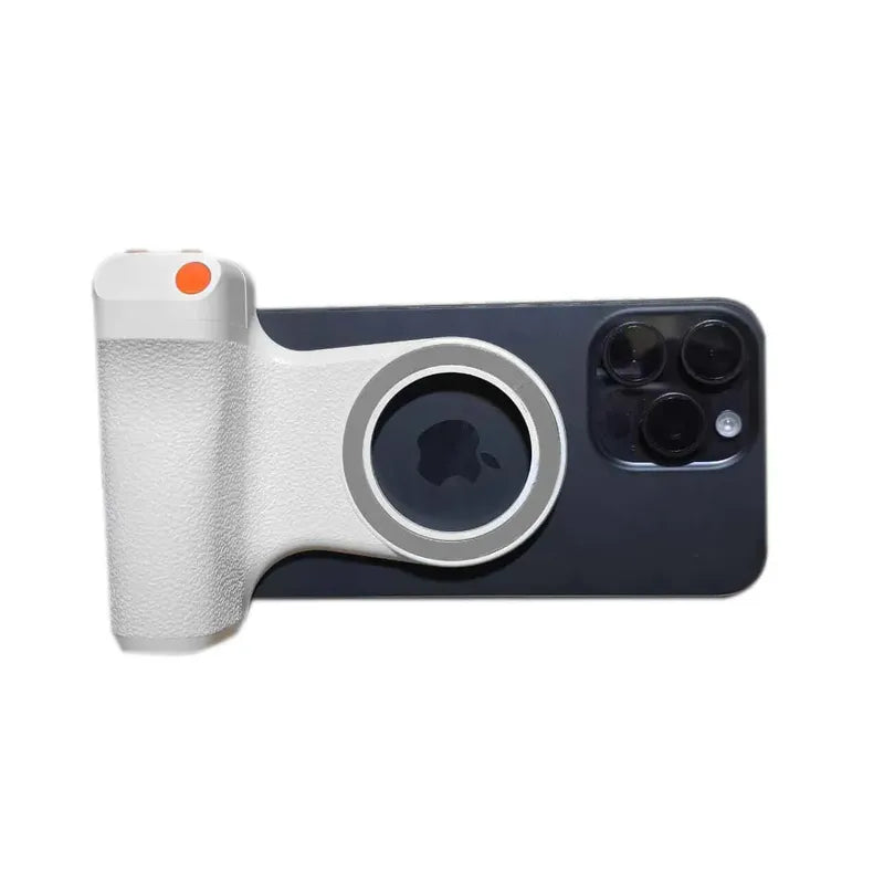 Empuñadura Magnética Para Cámara De Celular Grip Ergonómico Blanco