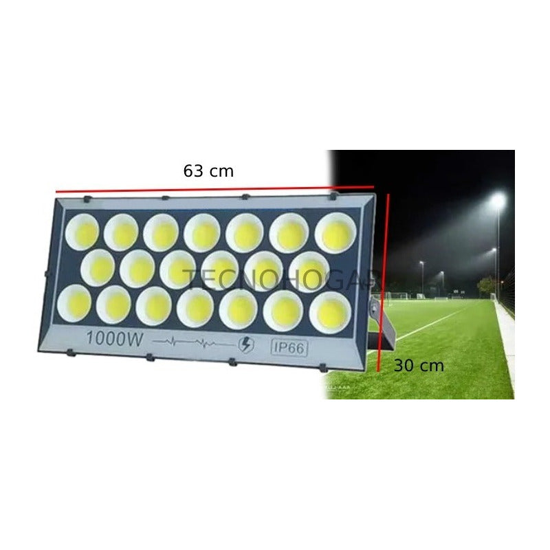 Foco Led Reflector De 1000 Watt Ip66 Exterior Impermeable Gris Oscuro