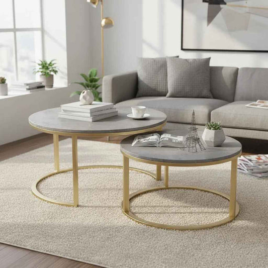 Mesa Doble De Centro Melamina Grande 70x50cm Pequeña 34x40cm Gris