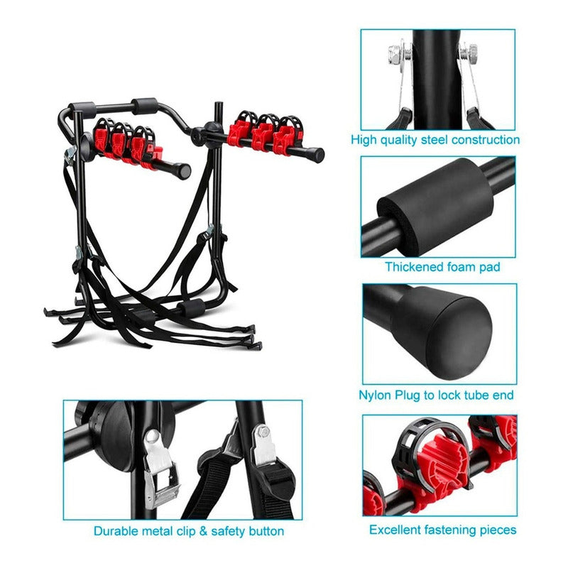Porta Bicicleta Con Capacidad Para 3 Bicicletas Soporte Auto Negro